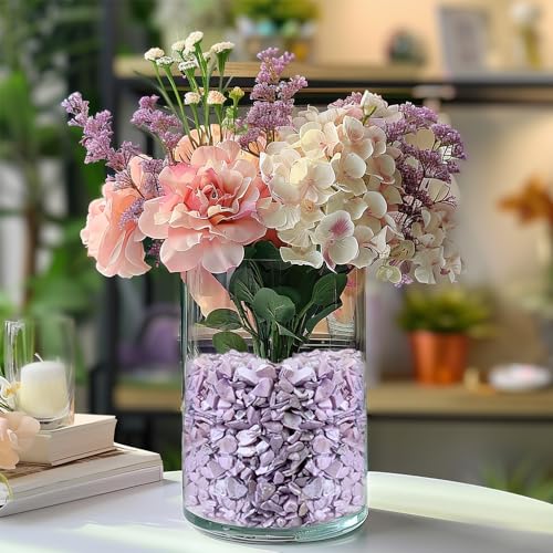 1.4 LB Crushed Shell Chips Broken Pieces for Resin Arts,Light Lavender | Craft Projecting,Vase Fillers,Succulents Terrarium Plants Soil Cover,Candle Holder,Aquarium,Table Centerpiece,Home Decor