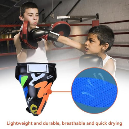HERCHR Children Groin Guard, Boxing Kickboxing MMA Muay Thai Sparring Groin Guard Protective Gear for Sanda Taekwondo Training - color: Black