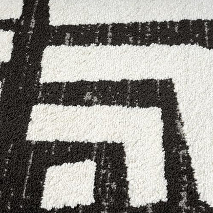 Abani Nomad Cream & Grey Area Rug 9' x 12' for Living Room, Bedroom - Geometric Box Design - Durable & Easy to Clean - size: 9' x 12'