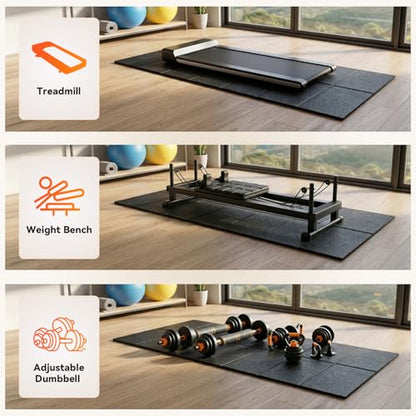 Treadmill Mat for Carpet & Hard Floors, 68" x 24" Foldable Floor Extra Thick Protection Mat, Non-Slip Noise & Shock Absorbing for Walking Pad, Exercise Bike, Elliptical, Home Gym Equipment - size: 68"L x 24"W x 0.2"Th