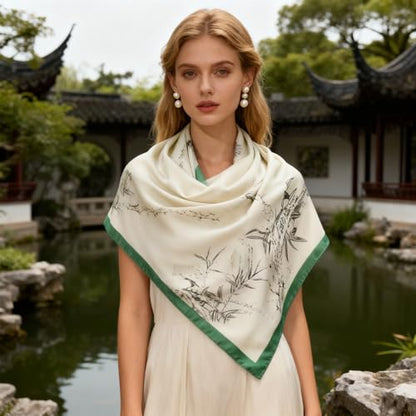 XL 43 Inch Extra Large Square Scarf Fashion Scarves Silk Feeling Hair Scarf Wrapping Scarfs Night Sleeping Headscarf - color: Ba1027