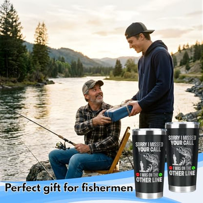 Funny Fish Gifts for Men - Sorry I Missed Your Call I Was On The Other Line Fish Tumbler - Fish Cup for Men - Fathers Day Christmas Birthday Fisherman Gifts - Fisherman Retirement Gift - color: Fishing