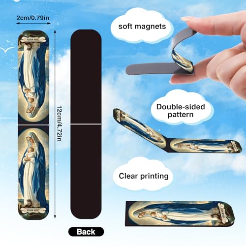 Wxiben Catholic Magnetic Bookmarks Gifts - 30 Pcs Christian Religious Book Mark Magnets Catholic Saints Magnetic Bookmark Jesus Virgin Mary Book Markers Page Clip for Women Men Sunday School Gift - style: Catholic