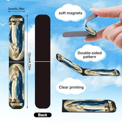 Wxiben Catholic Magnetic Bookmarks Gifts - 30 Pcs Christian Religious Book Mark Magnets Catholic Saints Magnetic Bookmark Jesus Virgin Mary Book Markers Page Clip for Women Men Sunday School Gift - style: Catholic