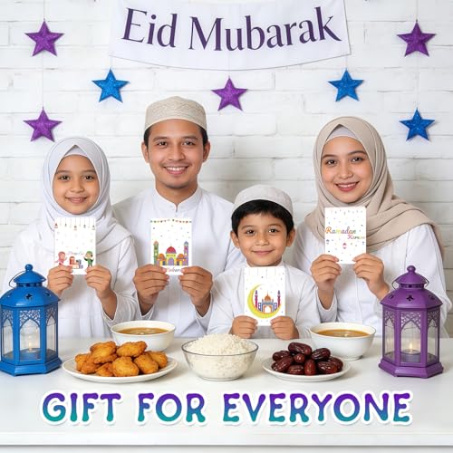 4 Sets Eid Gift Card Book, Eid Mubarak Money Holder Cards with Envelopes, Islamic Holiday Ramadan Kareem Gift Card Booklet Organizer for Family, Friends - color: Eid.Book