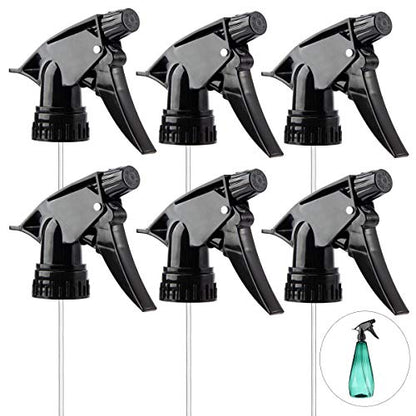 6pcs Spray Bottle Replacement Nozzle- Reusable Heavy Duty Mist Spray & Stream Sprayer Replacement Tops Fit Standard 28/400 Neck 32oz, 16oz, 8oz Bottles for Home Office Cleaning Household Gifts, Black - color: Black