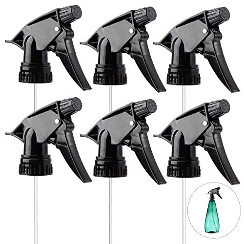 6Pcs 3 Modes Spray Bottle Nozzles Replacement Fit Standard 28/400 Neck | MADHOLLY DIY-Friendly Sprayer Tops, Mist/Stream/Off, Cuttable Tube for 8/16/32oz Bottle, for Plants, Hair, Cleaning - color: Black
