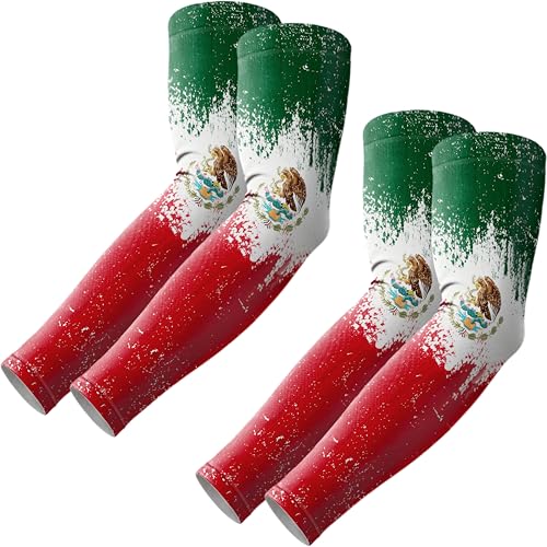 ROXUN Arm Sleeves Cooling UV Sun Protection Sport Compression for Men Women - color: 2 Pairs Mexico Flag-1