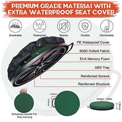 WarBull 5 Gallon Bucket Seat, 360-Degree Swivel Seat Foam Cushion Bucket Seat Lid with Waterproof Cover for Dove Duck Hunting, Fishing, Baseball, Gardening and Camping - color: Green