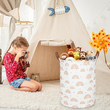 Boho Rainbow Laundry Hamper,Girls Laundry Hamper,Waterproof foldable canvas laundry basket,Baby Nursery Hamper,Gift Basket,Room Decor(Rainbow) - color: Rainbow