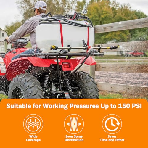 Spray Boom Repair Kit Include 3/8" Polypropylene Elbow Nozzle Body 11/16" MPS x 3/8" HB, Retaining Nuts and Caps 11/16" FPSand 50 Mesh Tip Screens Nozzle Strainers,Boom Clamps 1" Square-2 PCS