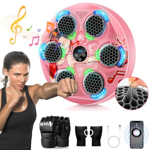 Music Boxing Machine for Kids and Teens Adults, Trainer Equipment with Gloves, Wall-Mounted Boxing Music Workout Machine, LED Electronic Focus Training for Home,Office, Gym - style: Target