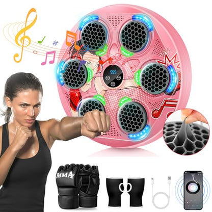 Music Boxing Machine for Kids and Teens Adults, Trainer Equipment with Gloves, Wall-Mounted Boxing Music Workout Machine, LED Electronic Focus Training for Home,Office, Gym - style: Target