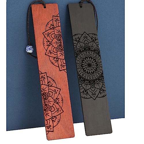 Mandala Bookmark, Book Marks for Book Lovers, Wooden Bookmarks for Adults, Book Lover Gifts (Round Mandala) - style: Round Mandala