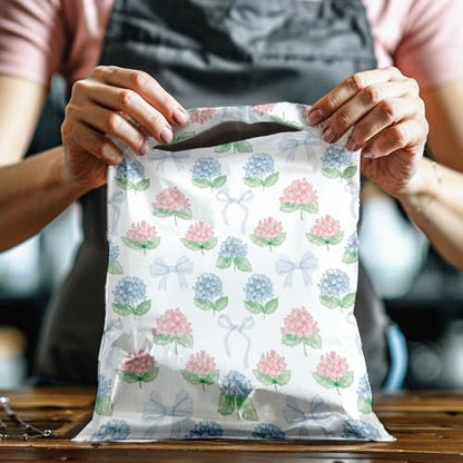 10x13 (100) Hydrangeas Summer Designer Poly Mailers Waterproof Self Sealing Tear Resistant Polymailers Shipping Envelopes Premium Printed Bags For Small Businesses - color: Hydrangeas, size: 10x13