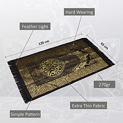BABY SHOWER CHOCOLATE Prayer Rug Islamic Gift Set, Velvet Prayer Mat, Prayer Beads, Scarf and Yaseen Book, Perfect Family and Muslim Eid Gifts (Black) - color: Black