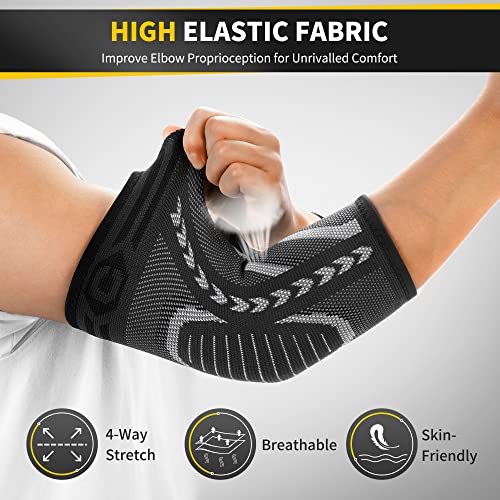 CAMBIVO 2 Pack Tennis Elbow Brace for Tendonitis and Tennis Elbow,Golfers Elbow, Arm Compression Sleeves for Women and Men, Bíceps Support Sleeve for Weightlifting, Basketball and Workout | Golfers Elbow and Arthritis Relief, Breathable 3D Knit Fabric, 4-