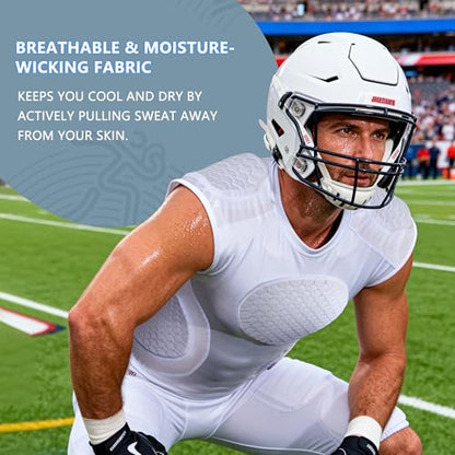 TUOY Adult Rib Chest Protector, New Version - Padded 5 Pads Baseball Football Lacrosse Rib Heart Sternum Guard - color: White, size: Large