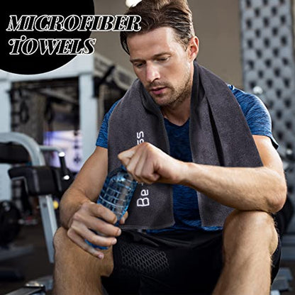Newwiee 1 Pc Microfiber Gym Towel for Exercise Fitness 32 x 16 Inch Soft Quick-Drying Sweat Absorbent Yoga Towel for Women Men Be Fearless Sport Towels for Cycling, Swimming, Workout, Camping