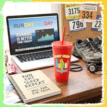 Chuangdi 12 Pcs Cross Country Party Plastic Cups for Marathon Runners, 24 oz Reusable Running Tumblers Bulk Gift for Track and Field Team Accessories Cross Country Party Favors Supplies Decors - style: Cross Country
