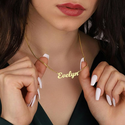 DayOfShe Custom Tiny Name Necklaces for Wedding Bridesmaid Gifts Best Friend Birthday Gifts, 18K Gold Plated Dainty Name Necklace Personalized Christmas Jewelry Gifts - color: Thick Curb Chain