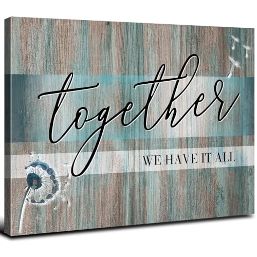 Teal Wall Decor Family Wall Art Together We Have It All Couple Bedroom Wall Decor Turquoise Bathroom Pictures Inspirational Farmhouse Together Canvas Prints Artwork Kitchen Home Decoration 12x16" - color: Inspirational, size: 16"L x 12"W