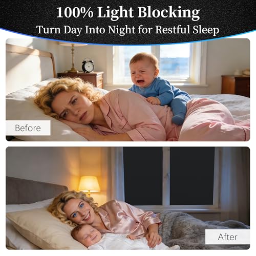 Finnez Blackout Window Film, Total Privacy Room Darkening, 23.6″ x 157.4″ | Light Blocking & Heat Control, Removable Static Cling Non-Adhesive, Frosted Window Tint, Day & Night Sleep for Home Nursery - color: Black, size: 23.6 x 157.4 Inch