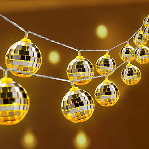 AceList 50 LED Disco Ball Mirror LED Party Light String Christmas Lanterns for Holiday Wall Window Tree Decorations Indoor Outdoor Patio Party Yard Garden Kids Bedroom Living(Warm White) - color: Warm White, size: 50-LED