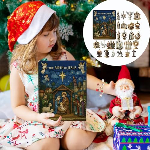 Nativity Advent Calendars 2026, Christian Christmas Countdown Calendar, 24pcs Acrylic Nativity Ornaments, Birth Of Jesus Pendant For Christmas Tree