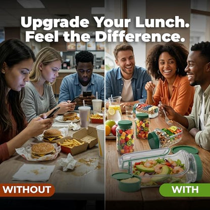 Premium Salad Jars with Side Opening, salad container, on the go salad jar Lunch Box for Meal Prep & Food Storage, Keeps Food Fresh & Organized, salad bowls to go for lunch, travel