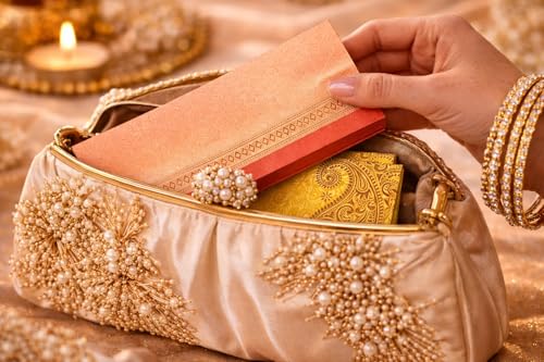 Premium Money Gift Envelopes for Cash – Designer Shagun Lifafa with Gold Foil Paisley, Wedding Gift Envelopes for Diwali Eid Rakhi Birthday, Pack of 20