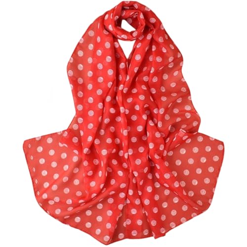 Polka Dot Chiffon Sheer Scarfs Sunscreen Shawls Wraps for Women Lightweight Scarves - color: Red