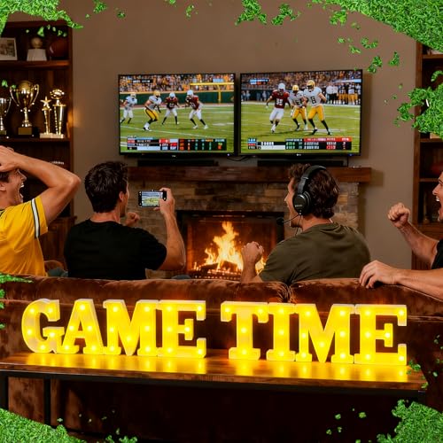 Aurelema Sukkot Large LED Letter Sign LED Lights Battery Powered Table Decoration for Party Gift Tabletop Decoration(Game Time) - size: 8.27 inches, style: Game Time