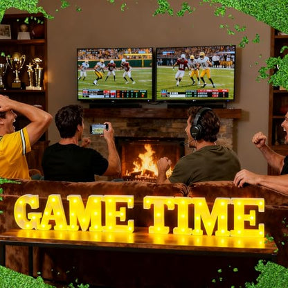Aurelema Sukkot Large LED Letter Sign LED Lights Battery Powered Table Decoration for Party Gift Tabletop Decoration(Game Time) - size: 8.27 inches, style: Game Time