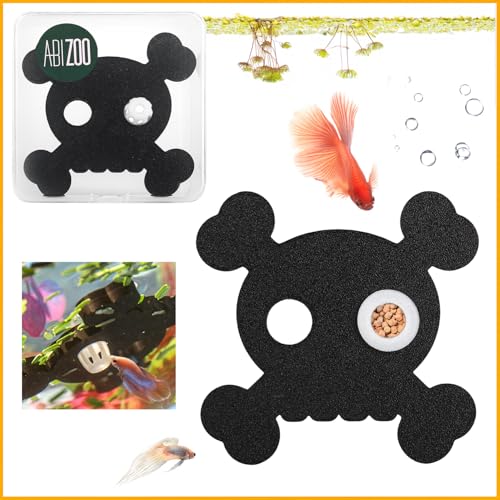 Abizoo Halloween Aquarium Floating Plant Barrier, Fish Tank Feeding Ring Black Skull Shape Betta Fish Feeding Ring for Aquarium Decoration Keeps Tank Clean - color: black