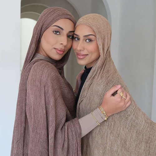 Crinkle Cotton Hijab, Soft Light and Breathable Hijab Scarf For Women, Suitable for All Seasons - color: Black