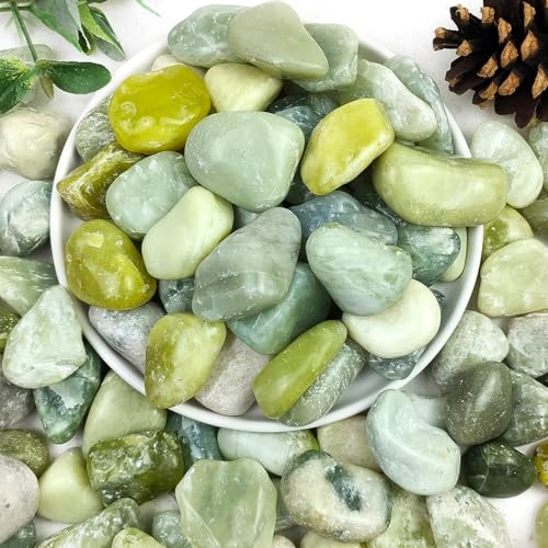 5lbs Pebbles for Indoor Plants, 1-2 Inch Jade High Polished River Rocks Outdoor Decorative Stones Vase Filler Fish Tank Aquariums Landscaping Garden Outdoor and Indoor DIY - color: Jade, size: 5 Pounds