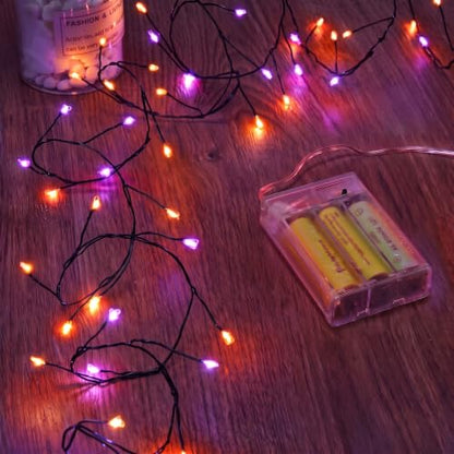 Minetom Fairy Lights Battery Operated, Twinkle String Lights 5ft 60LED - color: Orange & Purple