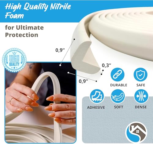 Furniture Edge Guards | 16ft Protective Protective Foam Cushion | Baby Child Proofing Set NonToxic for Table, Fireplace, Countertop | Beige - color: Beige, size: 16ft