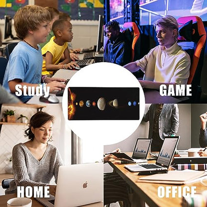 Mouse Pad,Solar System Planet Desk Mat for Desktop,Desk Pad with Non-Slip Base and Stitched Edge,Extended Mousepad for Office and Home 35.4X15.7 Inch - color: Solar System Planet