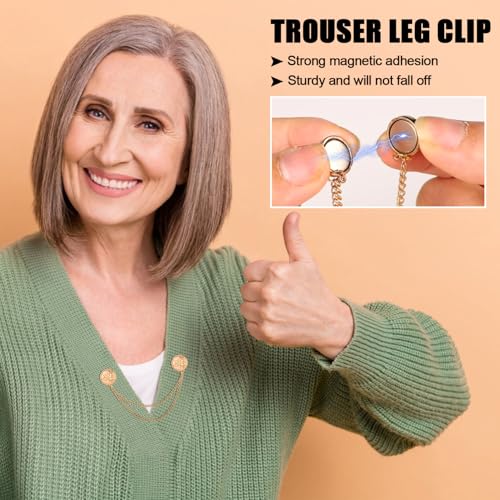6 Pcs Magnetic Clothing Clips, Clothing Magnets with Chain Magnetic T-Shirt Button Clip Multi Function Magnetic Clothes Pins Accessories for Fasten Hems Fabric Trouser Legs Hijab Sleeves (Lotus) - style: Lotus