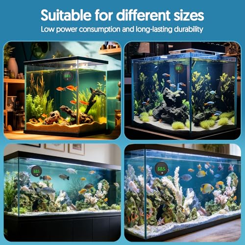 QZQ Fish Tank Thermometer Aquarium Thermometer Wireless Touch Stick Digital Aquarium Thermometer LED Display ±1°F for Monitoring The Fish Tank Aquarium Temperature Accessories (2 Pack Black) - color: Black 2Pack