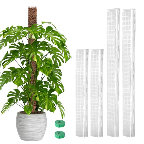 EOX 4 Pack 24" x2 + 36" x2 Plastic Moss Pole for Monstera, Large D Shaped Poles for Climbing Plants Work with Sphagnum Moss, 114 Inch Total - size: 4 PACK-24+36Inch