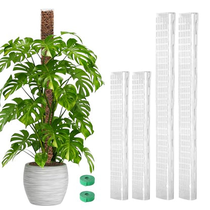 EOX 4 Pack 24" x2 + 36" x2 Plastic Moss Pole for Monstera, Large D Shaped Poles for Climbing Plants Work with Sphagnum Moss, 114 Inch Total - size: 4 PACK-24+36Inch