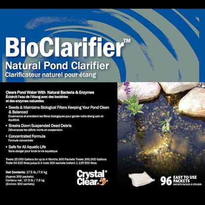 CrystalClear BioClarifier Small Pond & Water Garden Clarifier, 300 Packets | Cleaner for cloudy water with beneficial microbe treatment to improve water clarity; fish, plant & pet safe - size: 300 Packet