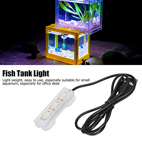 LED Aquarium Light, Light Weight USB Charging Underwater Light, Plastic Waterproof 2.4X0.8Inch for Aquarium Freshwater Office Desk Fish Tank