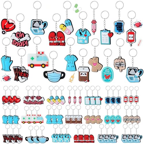 Kenning 60 Pcs Nurse Keychains Bulk Nurses Students Graduation Gifts - style: Nurses Day