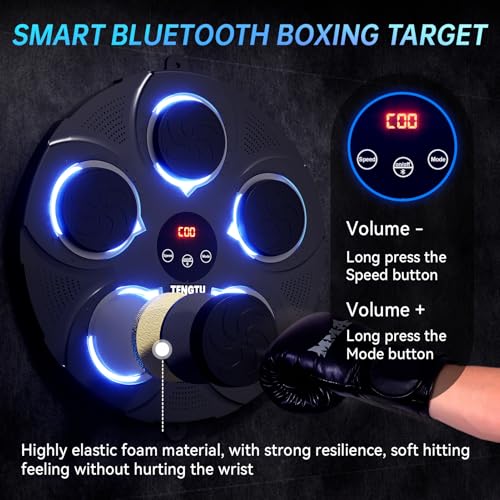 Musical Boxing Machine, Rechargeable Bluetooth Boxing Equipment Punching Bag, Intelligent Boxing Target, for Men Women Boxing Training, Vent Emotions, with Boxing Glove