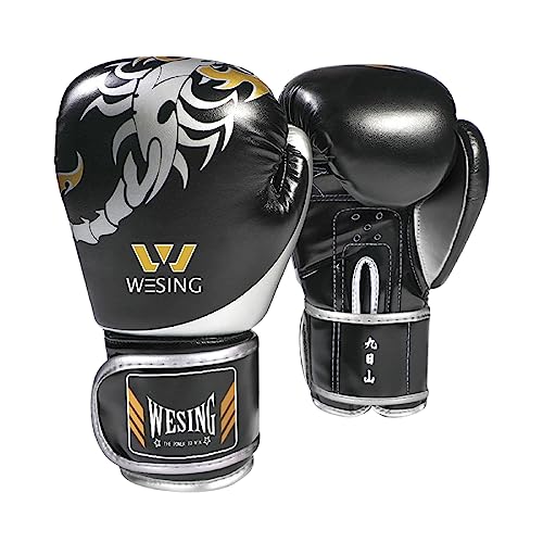 WESING Martial Arts Headgear Gloves Set Boxing Headgear 10oz Boxing Gloves for Men Women Kickboxing Sparring Training - color: Black, size: Large