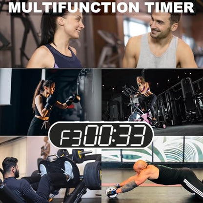 Portable LED Gym Timer, Workout Clock for HIIT Tabata Fitness at Home,Garage,Outdoors. Multiple functionality with Customizable Interval Setting, Easy to Read Display.